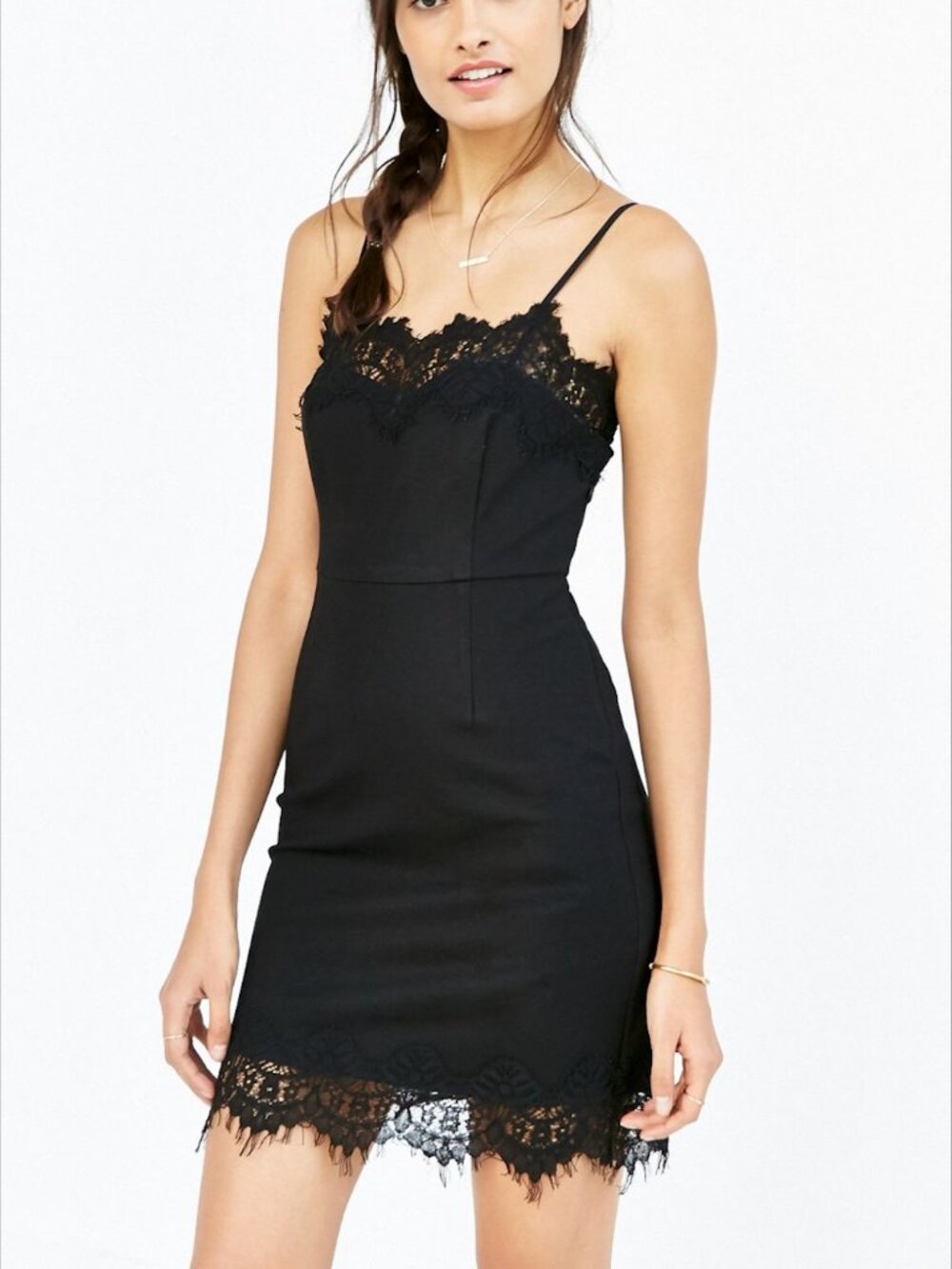 Glamorous Lace Trim Bodycon Dress S